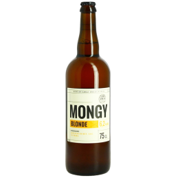 Bouteille de bière artisanale Mongy Blonde 75 cl, dorée et mousseuse