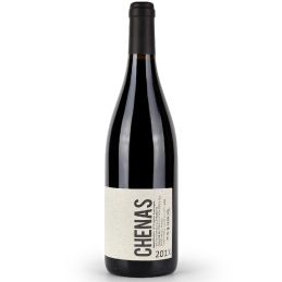 Bouteille de Chenas AOP Gamay sur fond rustique