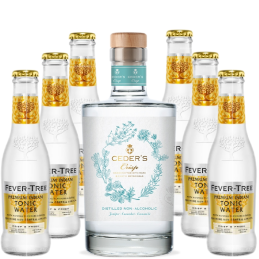Pack complet avec 6 bouteilles de Fever Tree Tonic et 1 bouteille de Ceder's Crisp