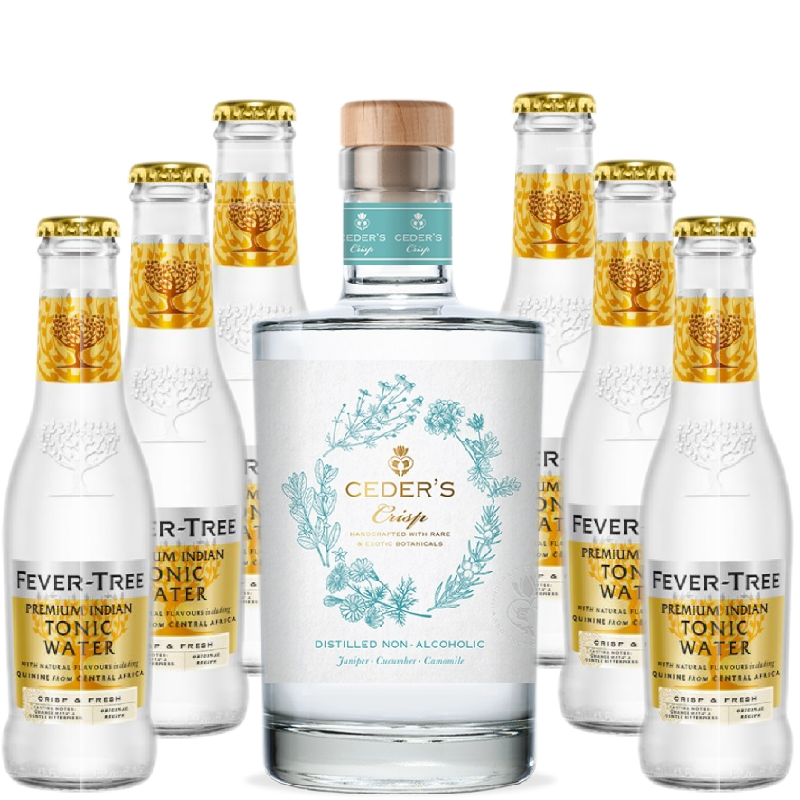 Pack complet avec 6 bouteilles de Fever Tree Tonic et 1 bouteille de Ceder's Crisp