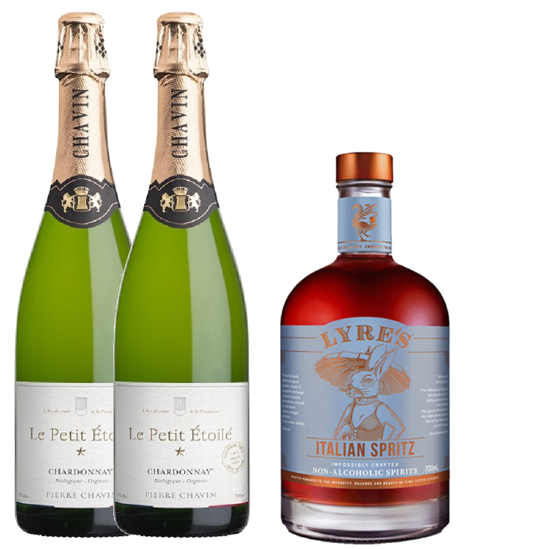 Pack Spritz Sans Alcool avec bouteilles de Chardonnay pétillant et Italian Spritz Lyre's.