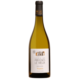 Bouteille de Viognier Preignes Tradition IGP Pays d’Oc avec étiquette visible