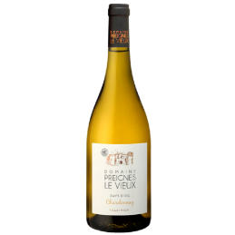 Bouteille de Chardonnay Preignes Tradition, vin blanc sec du Languedoc-Roussillon