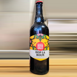 Bouteille de Hop La Boum Double IPA de la brasserie Brewbaix avec houblons Amarillo et Citra
