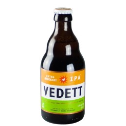 Bouteille de Vedett IPA 33 cl, bière belge ambrée avec une mousse fine