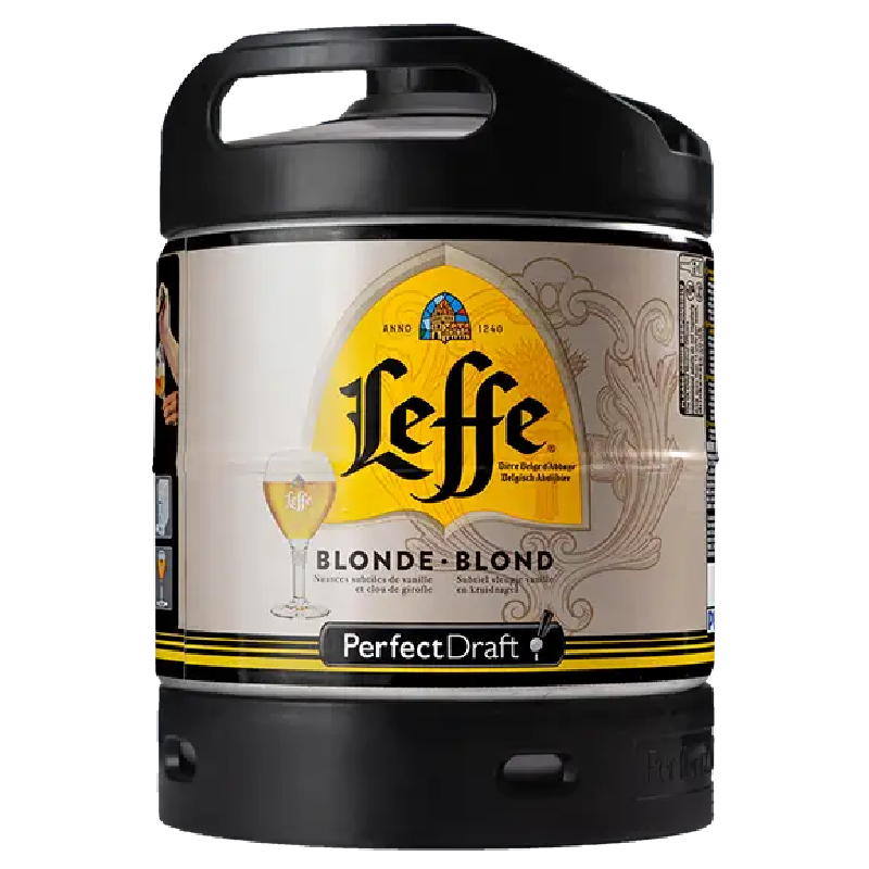 Mini fût Leffe Blonde PerfectDraft, bière belge dorée et savoureuse
