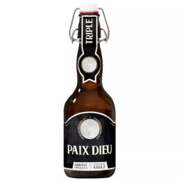 Bouteille de bière artisanale Paix Dieu Triple 33 cl avec étiquette élégante