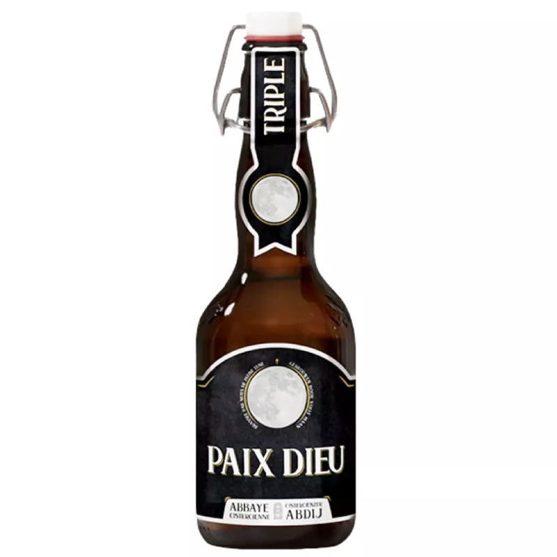 Bouteille de bière artisanale Paix Dieu Triple 33 cl avec étiquette élégante