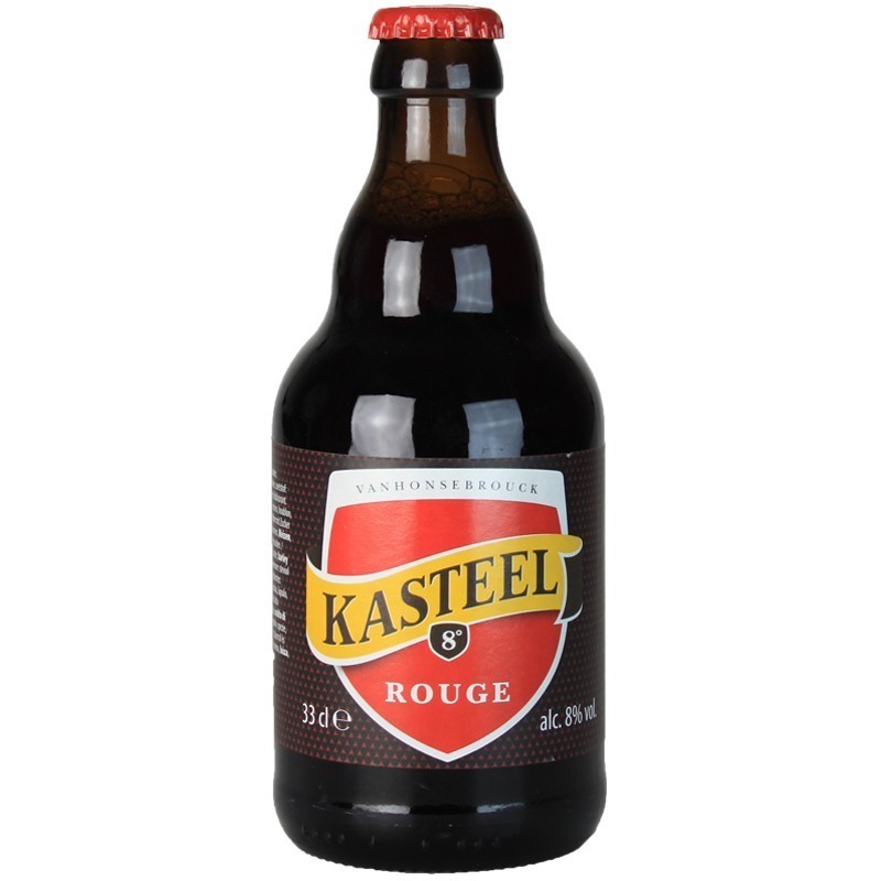 Bouteille de bière Kasteelbier Rouge 33 cl sur fond blanc