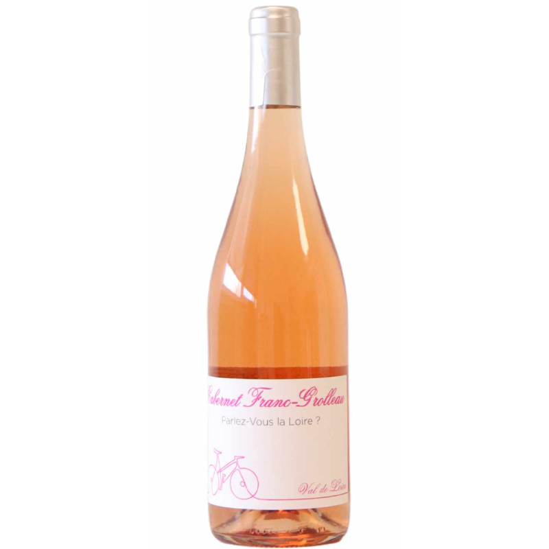 Bouteille de vin rosé Parlez-vous la Loire sur fond blanc