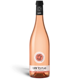 Bouteille de UBY Tortue Rosé - teinte rose saumon, étiquette “Tortue” visible