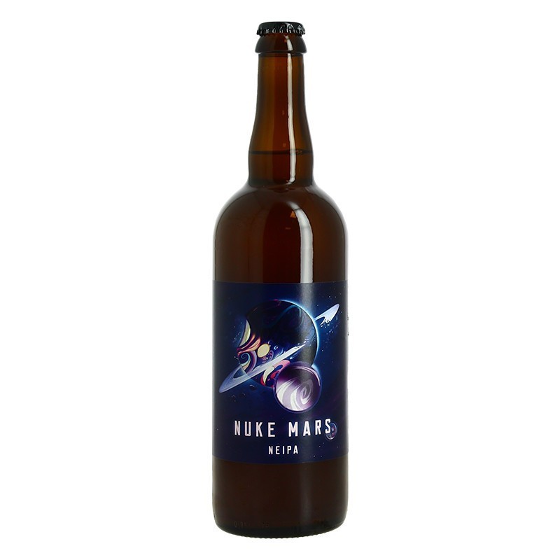 Bouteille de Nuke Mars NEIPA 75 cl, brasserie Chromatique, robe trouble ultra‑hazy