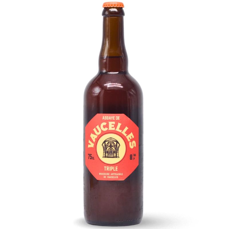 Bouteille de bière Abbaye de Vaucelles Triple 75 cl avec étiquette traditionnelle