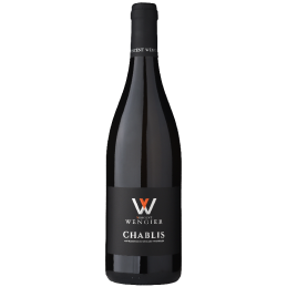 Chablis Vincent Wengier - Flacon de vin blanc élégant sur fond nature