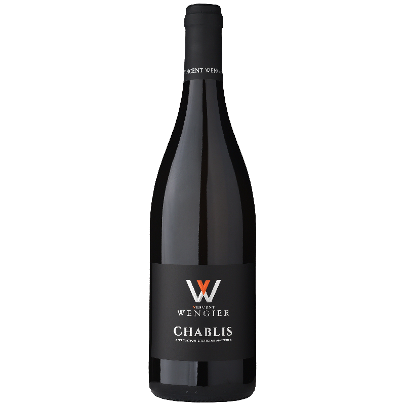 Chablis Vincent Wengier - Flacon de vin blanc élégant sur fond nature