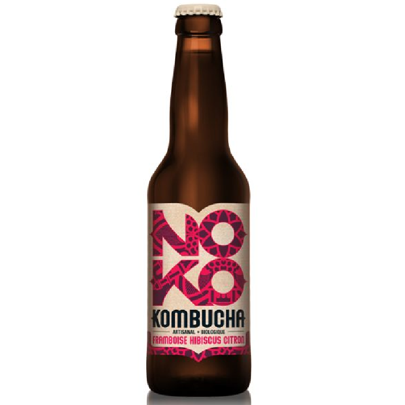 Kombucha Framboise Hibiscus Citron 33 cl – Boisson pétillante fermentée bio sans alcool - Noko - Pays Flamand