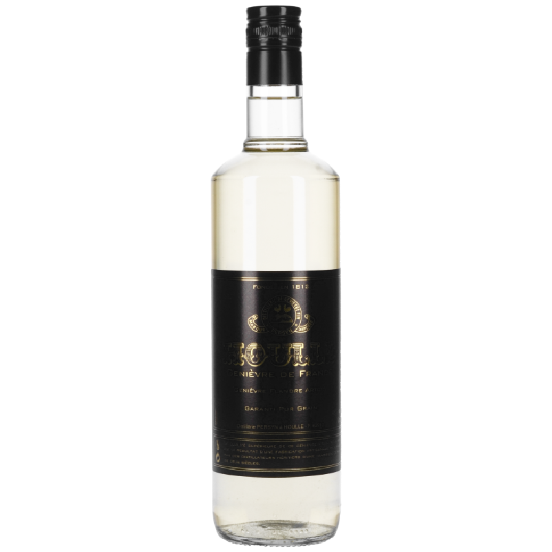 Bouteille d'Eau-de-Vie de Genièvre Houlle Carte Noire 49° 70 cl élevée 3 ans en fûts de chêne
