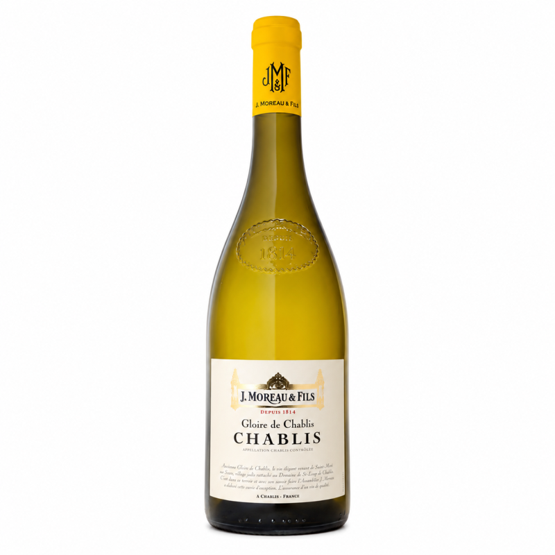 Bouteille Gloire de Chablis AOP J. Moreau vin blanc de Bourgogne