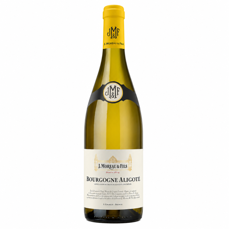 Bouteille de Bourgogne Aligoté AOP J. Moreau & Fils 75 cl vin blanc sec de Bourgogne