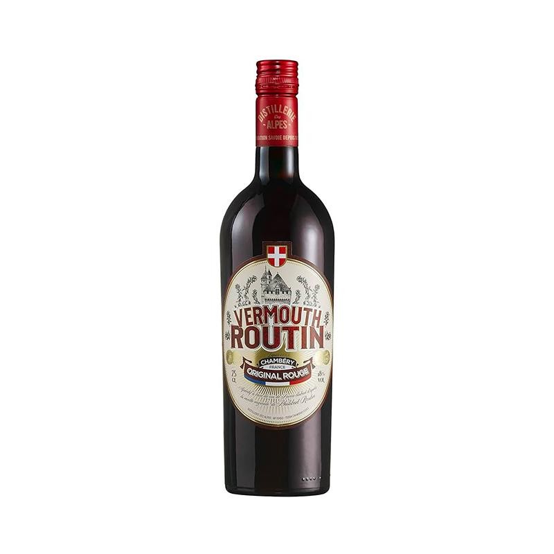 Bouteille de Vermouth Routin Original Rouge 75 cl, apéritif traditionnel de Chambéry élaboré avec 24 plantes et épices.
