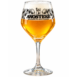 Verre à bière Anosteké 25/33 cl de la Brasserie du Pays Flamand, verre ballon à pied décoré